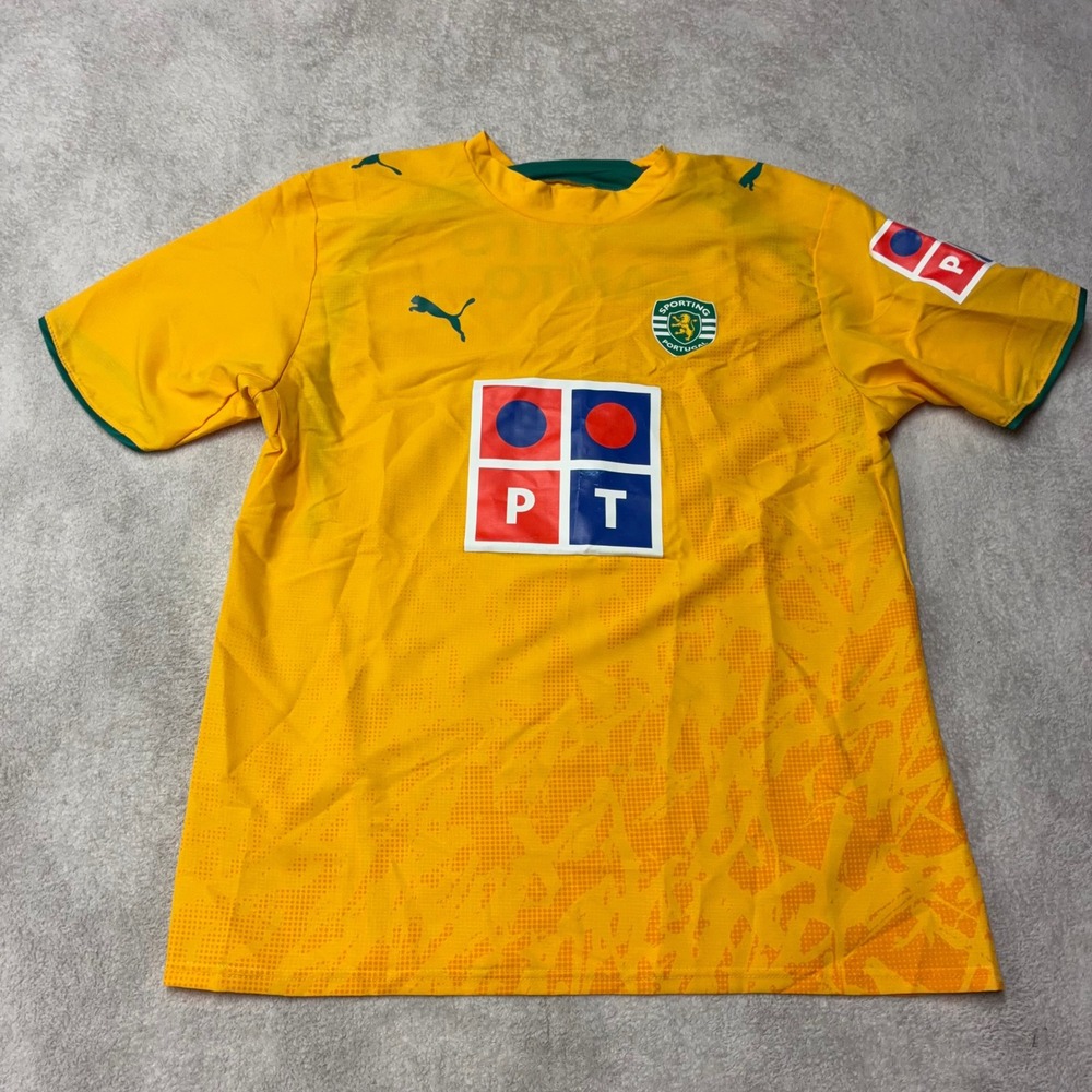 Vintage 2006-2007 CP Lisbon Puma Sporting Shirt Jersey Yellow 732573 Mens Large